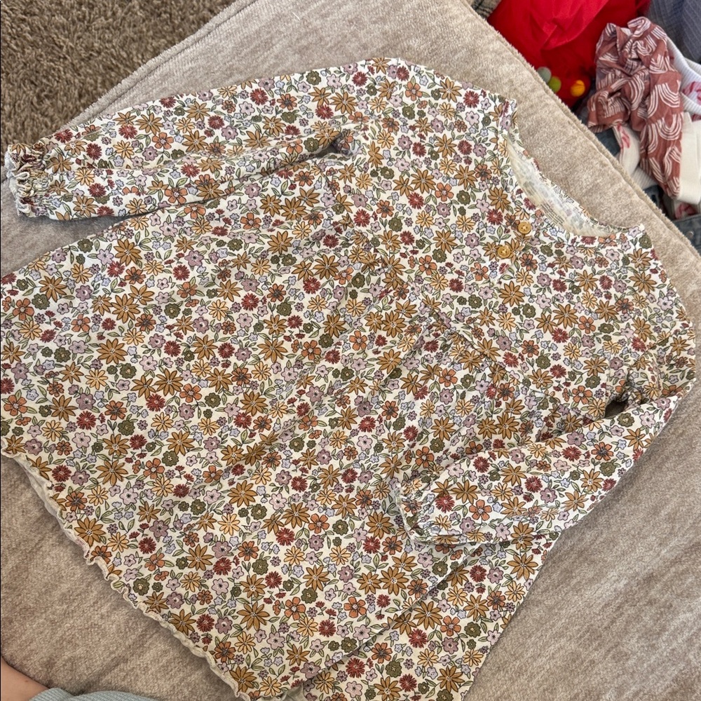 Floral Long Sleeve Kids Casual Dress